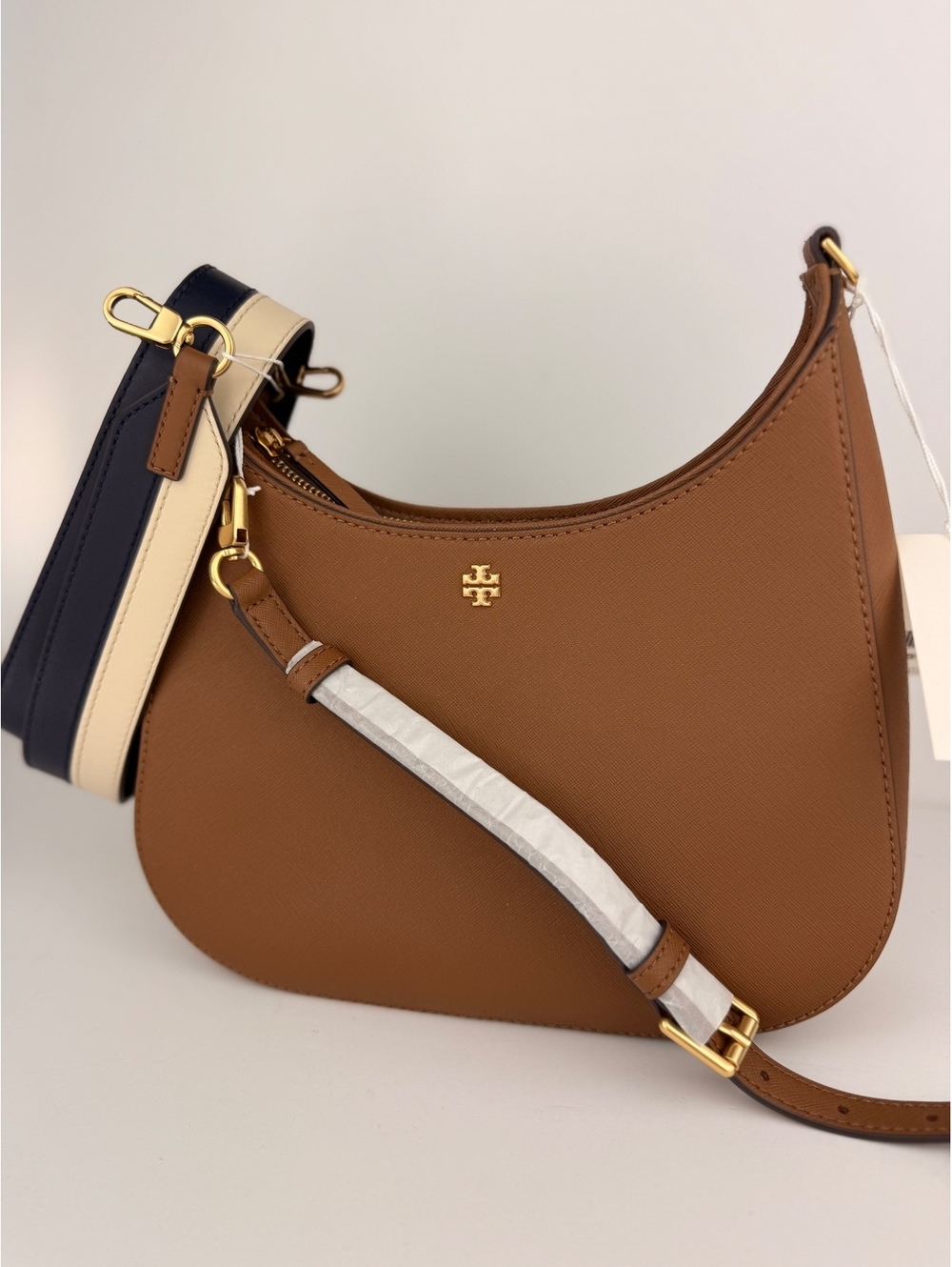 Tory Burch Emerson Swingpack Crossbody Bag Moose Brown 2 Straps $378